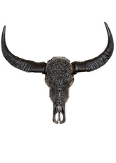 Authentic Dark Grey Hand Carved Buffalo Skull